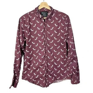 Paper Denim & Cloth Burgundy Red Gray Fox Long Sleeve Button Down M
